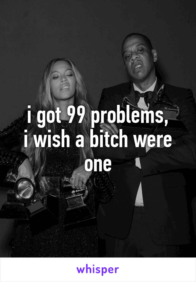 i got 99 problems,
i wish a bitch were one