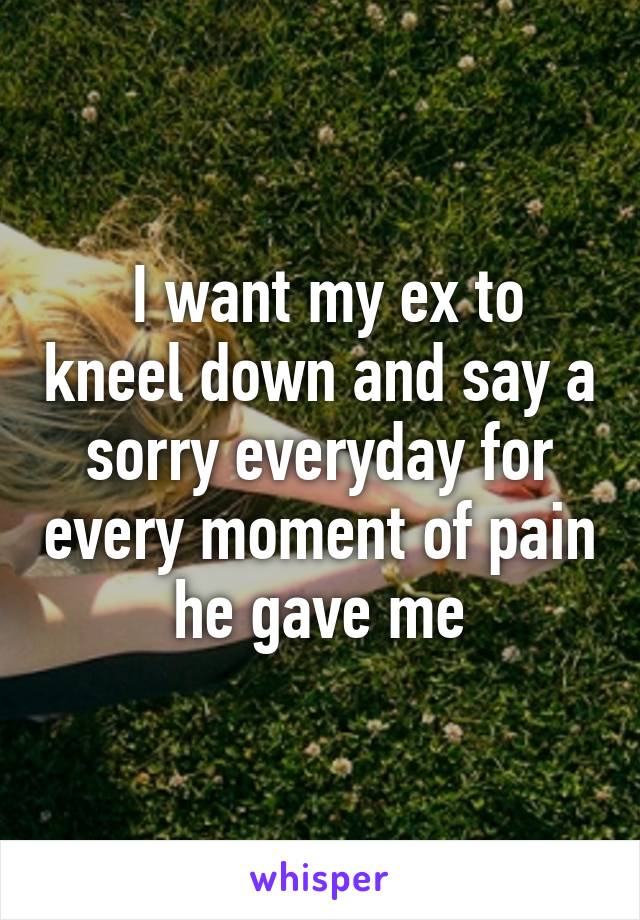  I want my ex to kneel down and say a sorry everyday for every moment of pain he gave me