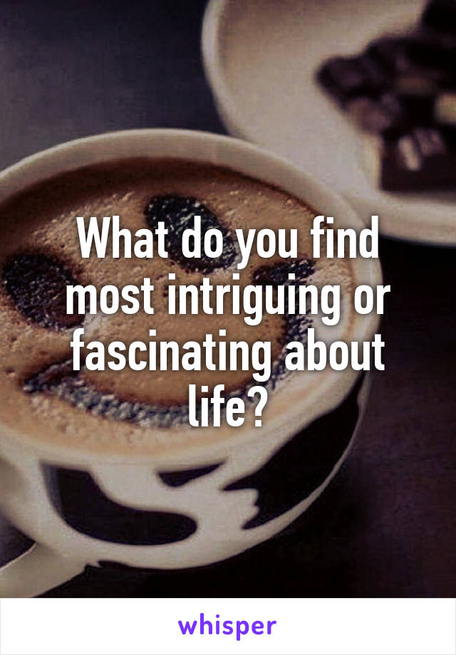 What do you find most intriguing or fascinating about life?