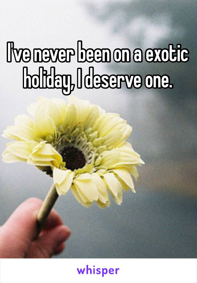 I've never been on a exotic holiday, I deserve one.