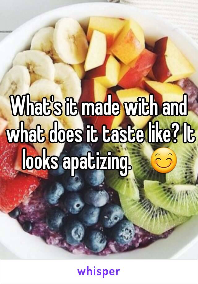 What's it made with and what does it taste like? It looks apatizing.    😊