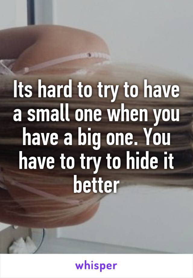 Its hard to try to have a small one when you have a big one. You have to try to hide it better