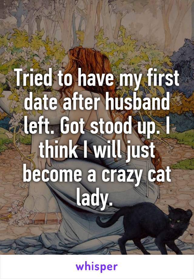 Tried to have my first date after husband left. Got stood up. I think I will just become a crazy cat lady. 