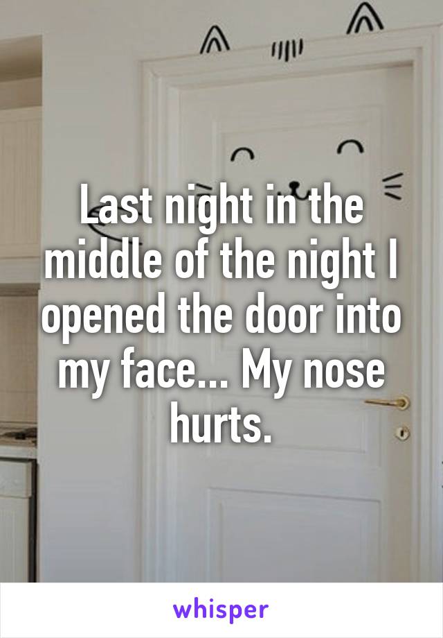 Last night in the middle of the night I opened the door into my face... My nose hurts.