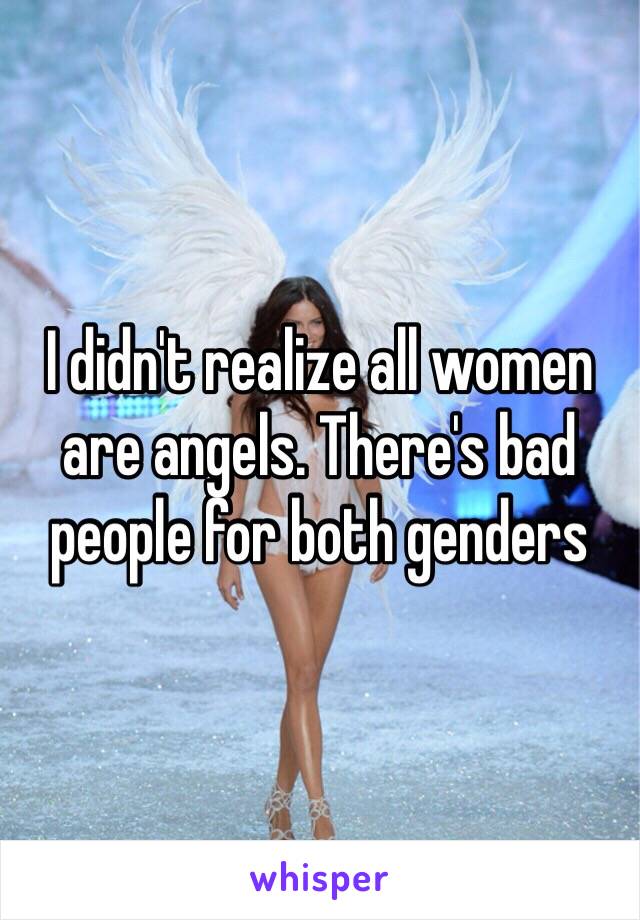 I didn't realize all women are angels. There's bad people for both genders