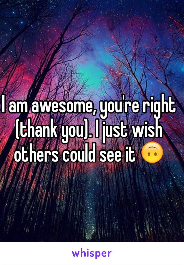 I am awesome, you're right (thank you). I just wish others could see it 🙃