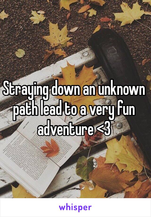 Straying down an unknown path lead to a very fun adventure <3
