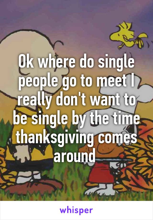 Ok where do single people go to meet I really don't want to be single by the time thanksgiving comes around 