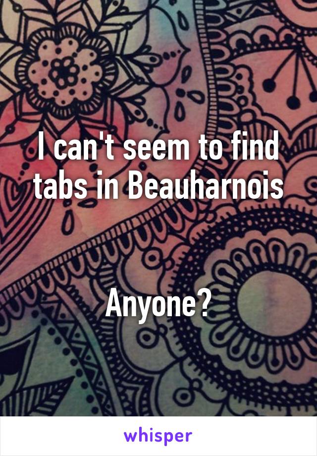 I can't seem to find tabs in Beauharnois


Anyone?