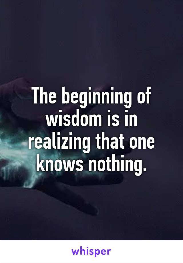 The beginning of wisdom is in realizing that one knows nothing.