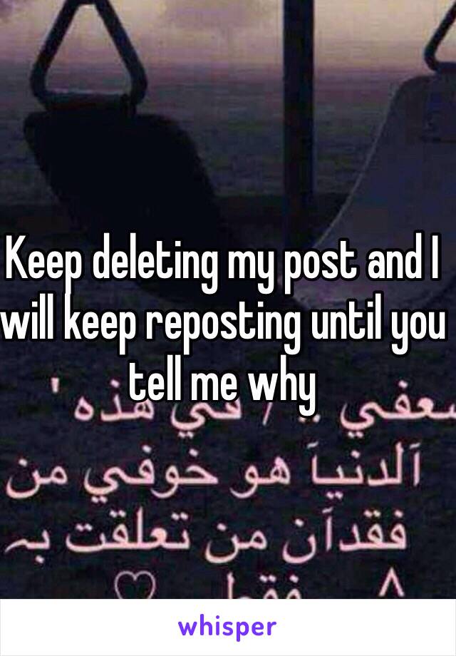 Keep deleting my post and I will keep reposting until you tell me why