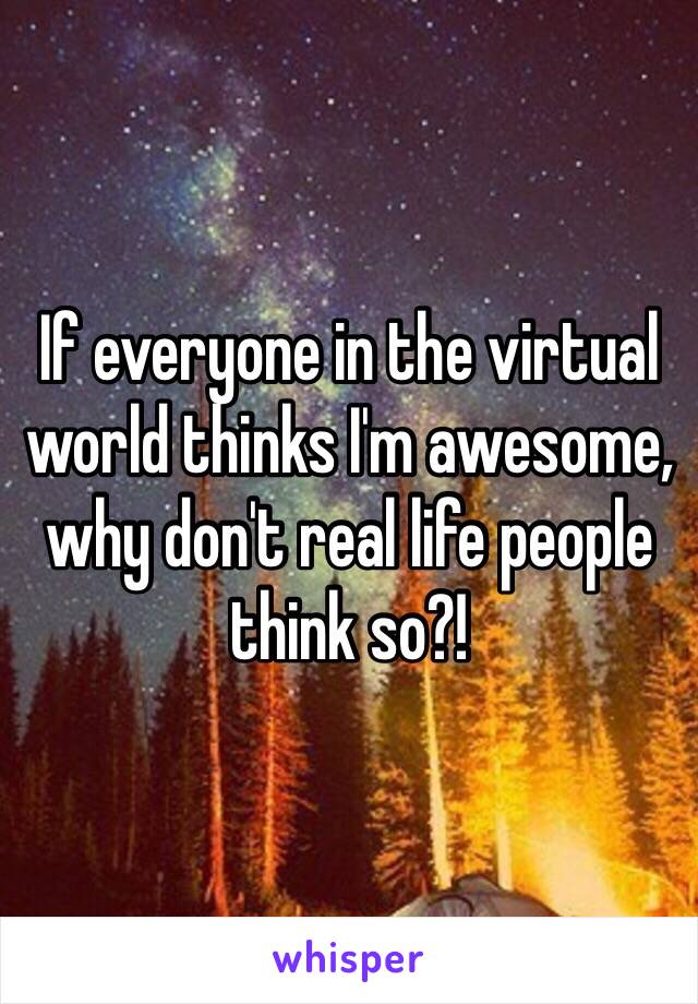 If everyone in the virtual world thinks I'm awesome, why don't real life people think so?!