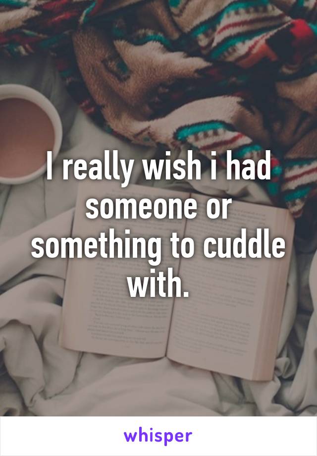 I really wish i had someone or something to cuddle with.