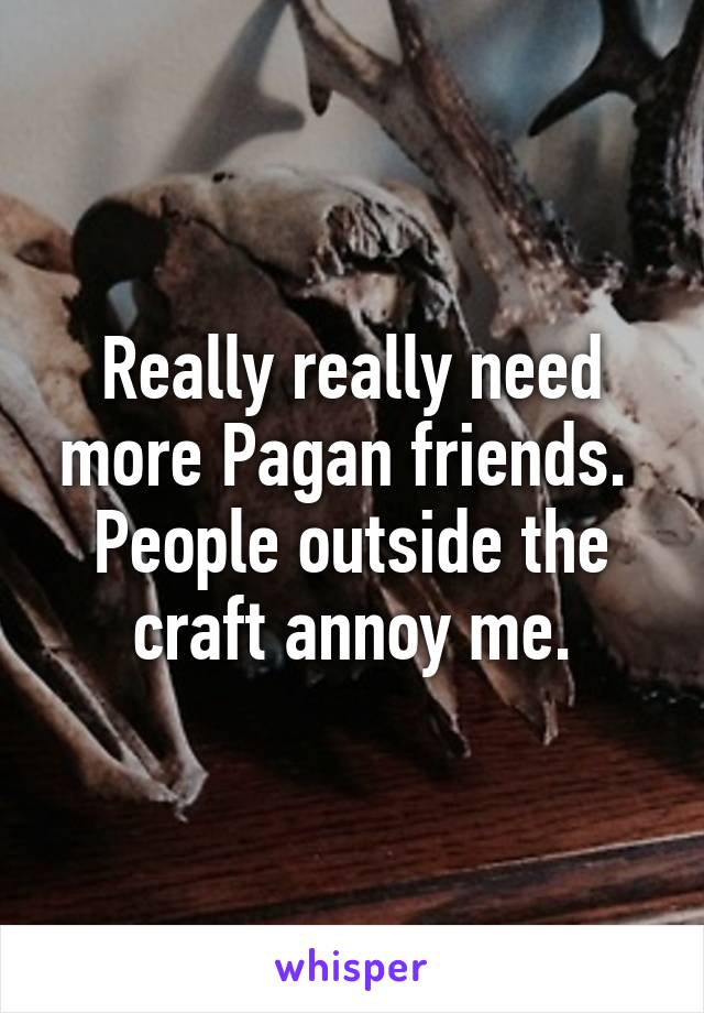 Really really need more Pagan friends. 
People outside the craft annoy me.