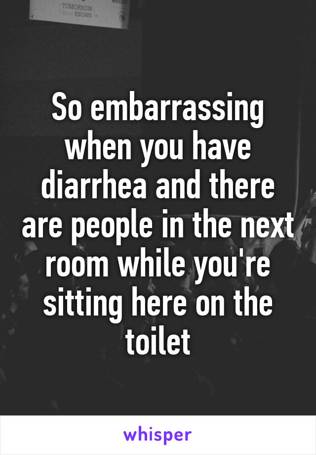 So embarrassing when you have diarrhea and there are people in the next room while you're sitting here on the toilet