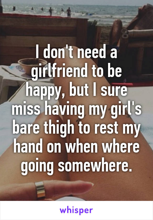 I don't need a girlfriend to be happy, but I sure miss having my girl's bare thigh to rest my hand on when where going somewhere.