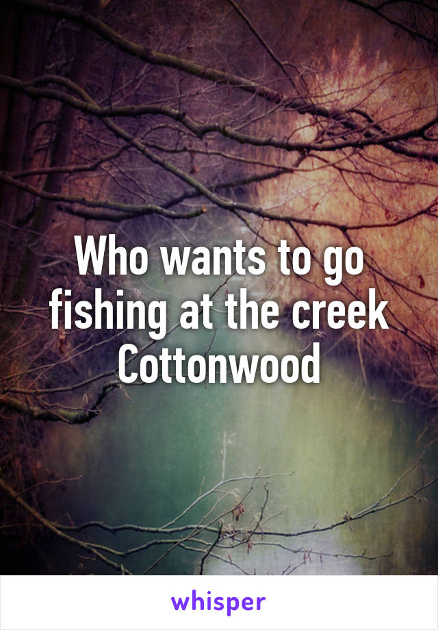 Who wants to go fishing at the creek
Cottonwood