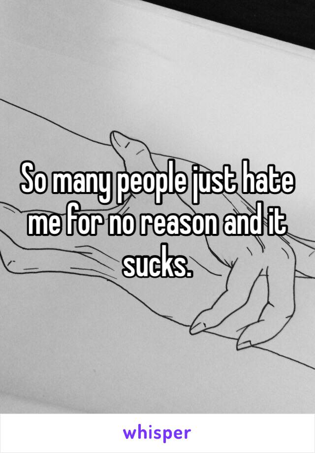 So many people just hate me for no reason and it sucks.