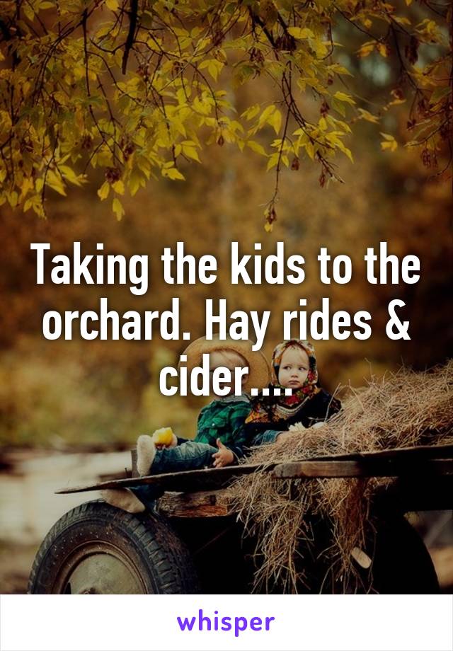 Taking the kids to the orchard. Hay rides & cider....