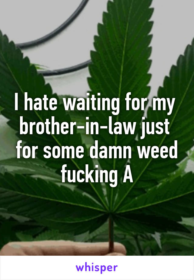 I hate waiting for my  brother-in-law just  for some damn weed fucking A