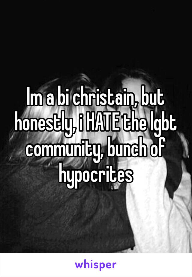 Im a bi christain, but honestly, i HATE the lgbt community, bunch of hypocrites 