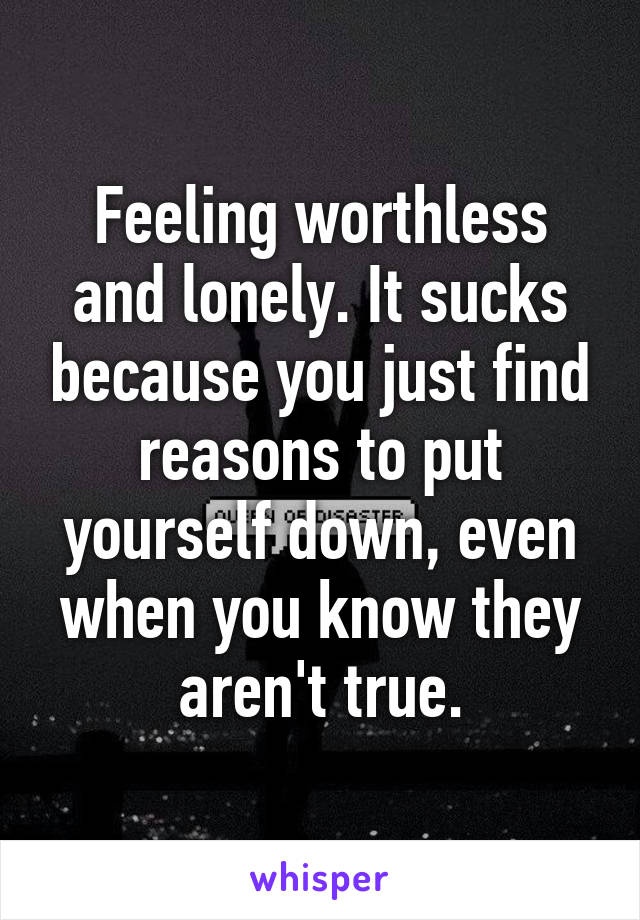 Feeling worthless and lonely. It sucks because you just find reasons to put yourself down, even when you know they aren't true.