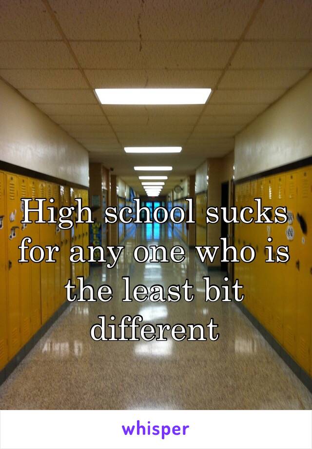 High school sucks for any one who is the least bit different 