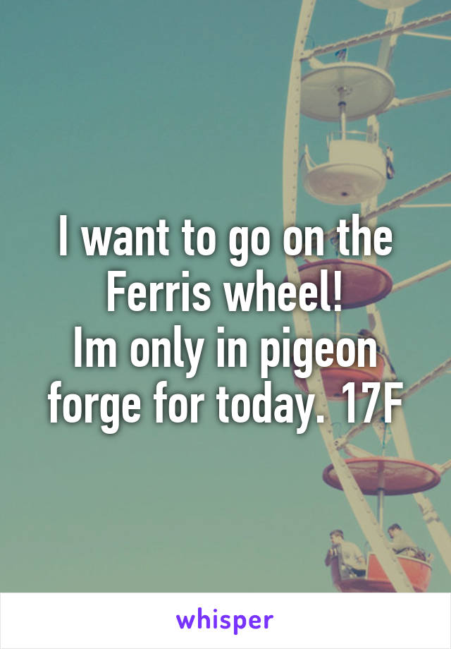 I want to go on the Ferris wheel!
Im only in pigeon forge for today. 17F