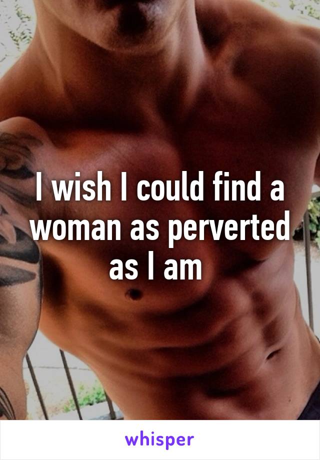 I wish I could find a woman as perverted as I am 