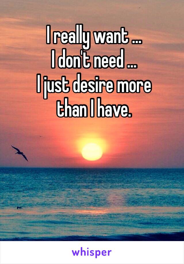 I really want ...
I don't need ...
I just desire more
than I have.