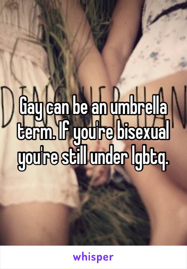 Gay can be an umbrella term. If you're bisexual you're still under lgbtq.