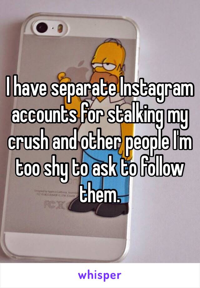 I have separate Instagram accounts for stalking my crush and other people I'm too shy to ask to follow them.