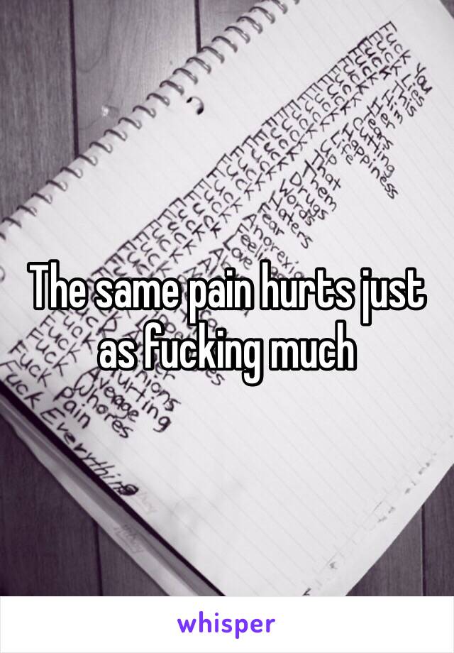 The same pain hurts just as fucking much