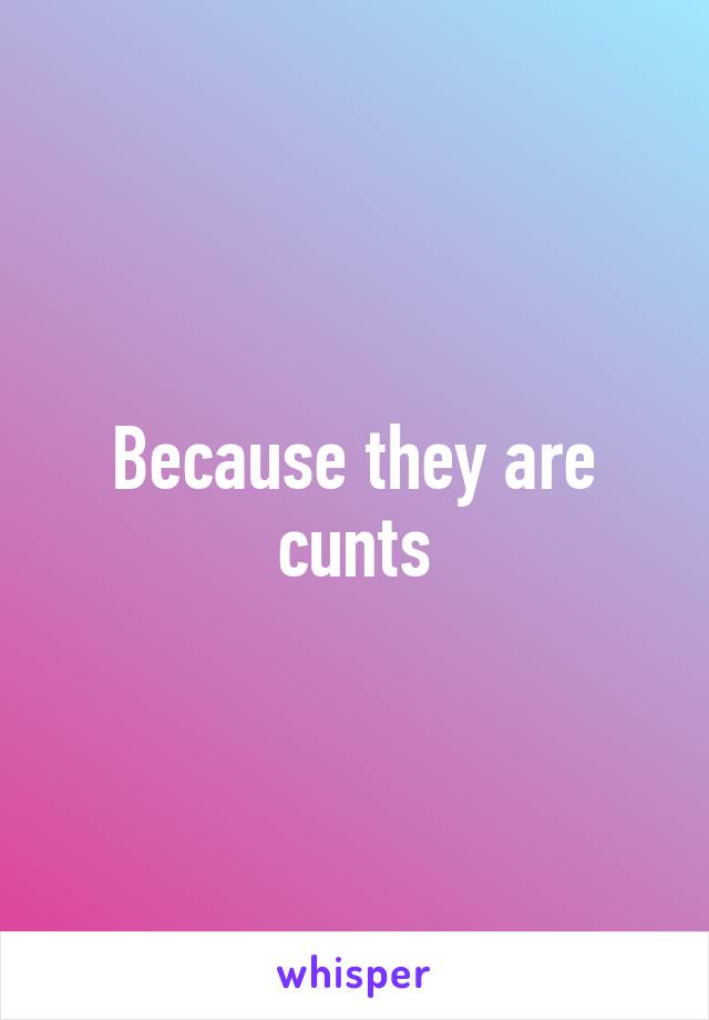 Because they are cunts