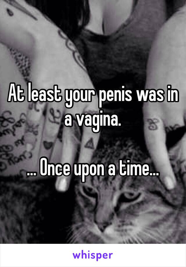 At least your penis was in a vagina.

... Once upon a time...