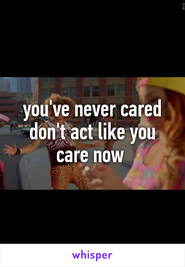 you've never cared don't act like you care now 