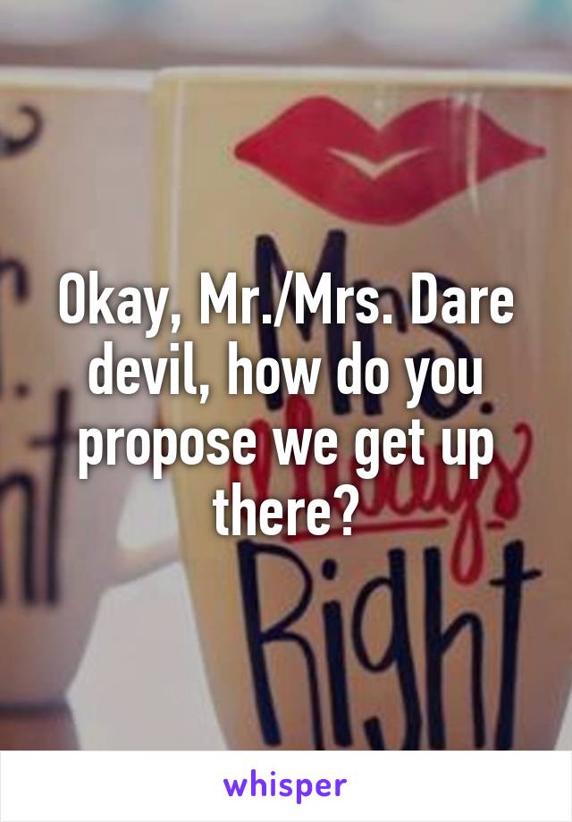 Okay, Mr./Mrs. Dare devil, how do you propose we get up there?