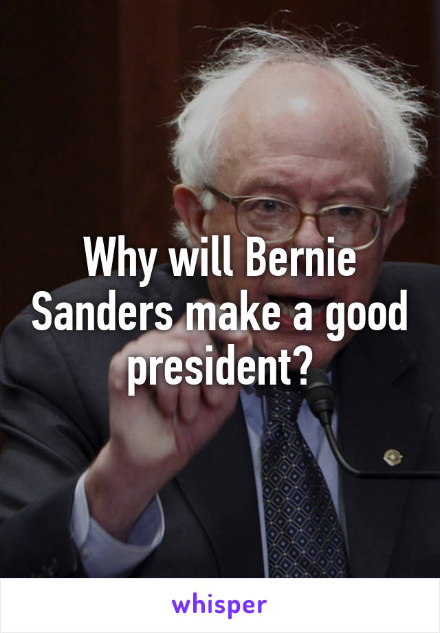 Why will Bernie Sanders make a good president?