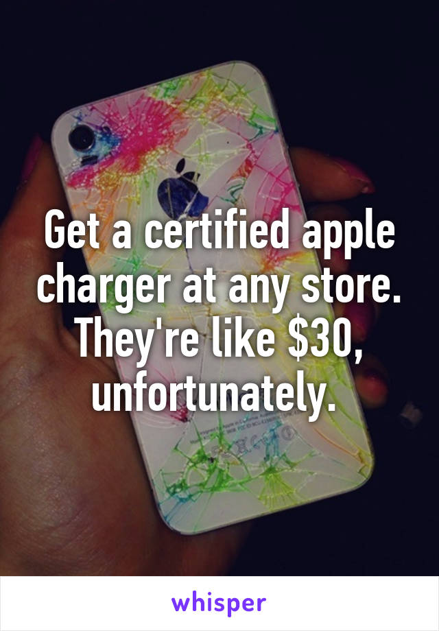 Get a certified apple charger at any store. They're like $30, unfortunately. 