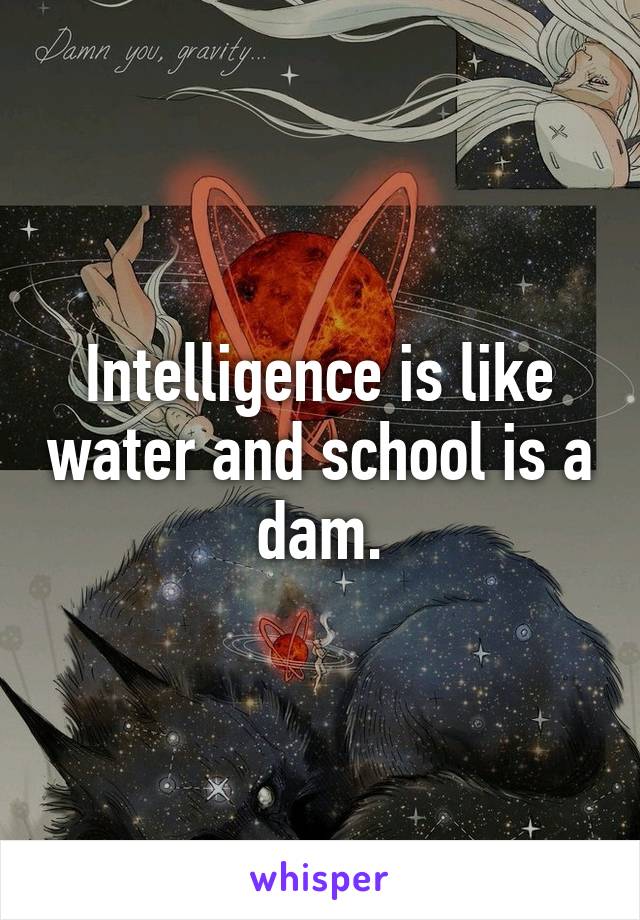 Intelligence is like water and school is a dam.
