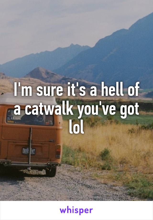 I'm sure it's a hell of a catwalk you've got lol