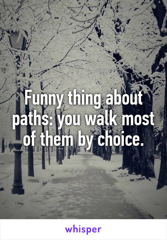 Funny thing about paths: you walk most of them by choice.