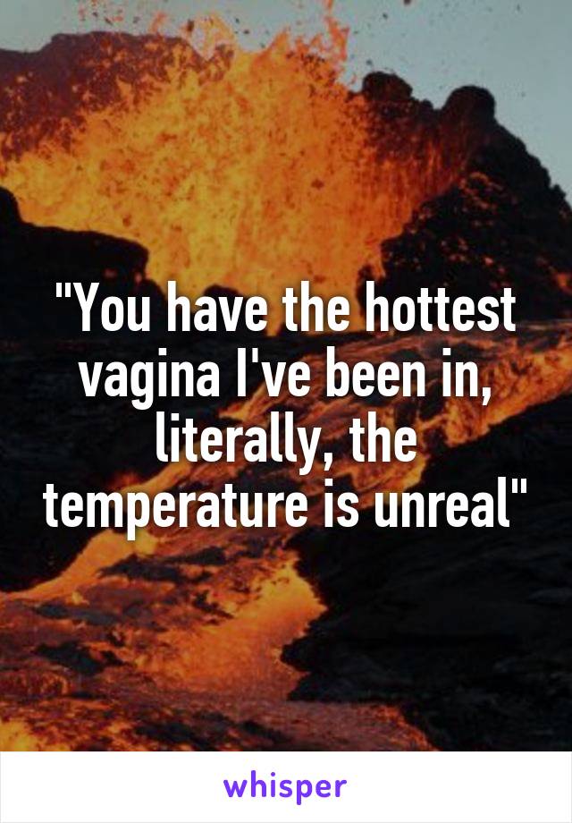 "You have the hottest vagina I've been in, literally, the temperature is unreal"