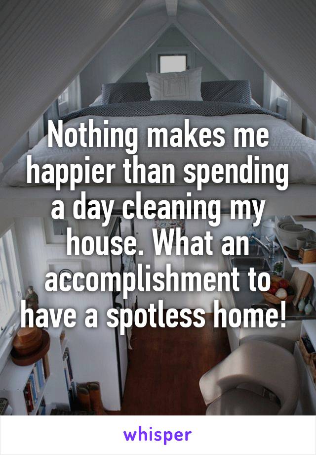 Nothing makes me happier than spending a day cleaning my house. What an accomplishment to have a spotless home! 