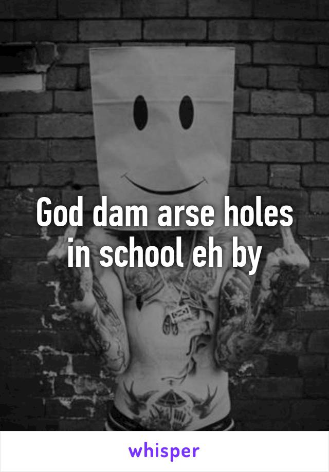 God dam arse holes in school eh by