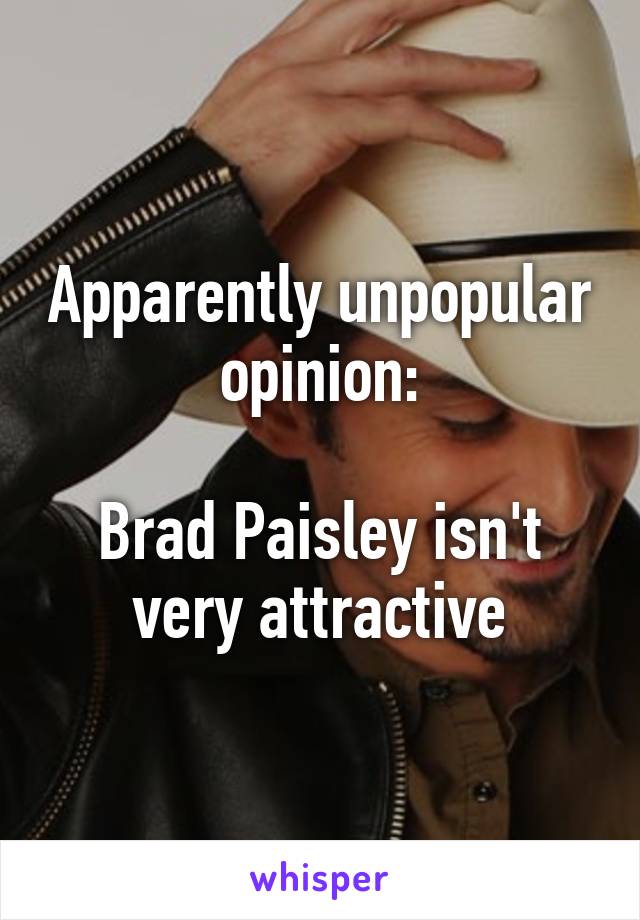 Apparently unpopular opinion:

Brad Paisley isn't very attractive