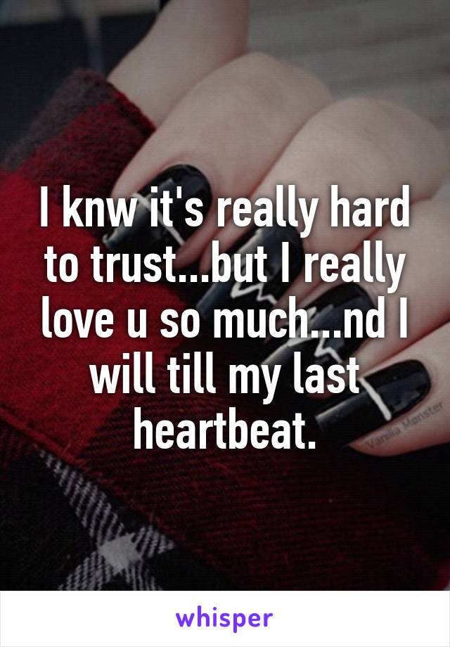 I knw it's really hard to trust...but I really love u so much...nd I will till my last heartbeat.