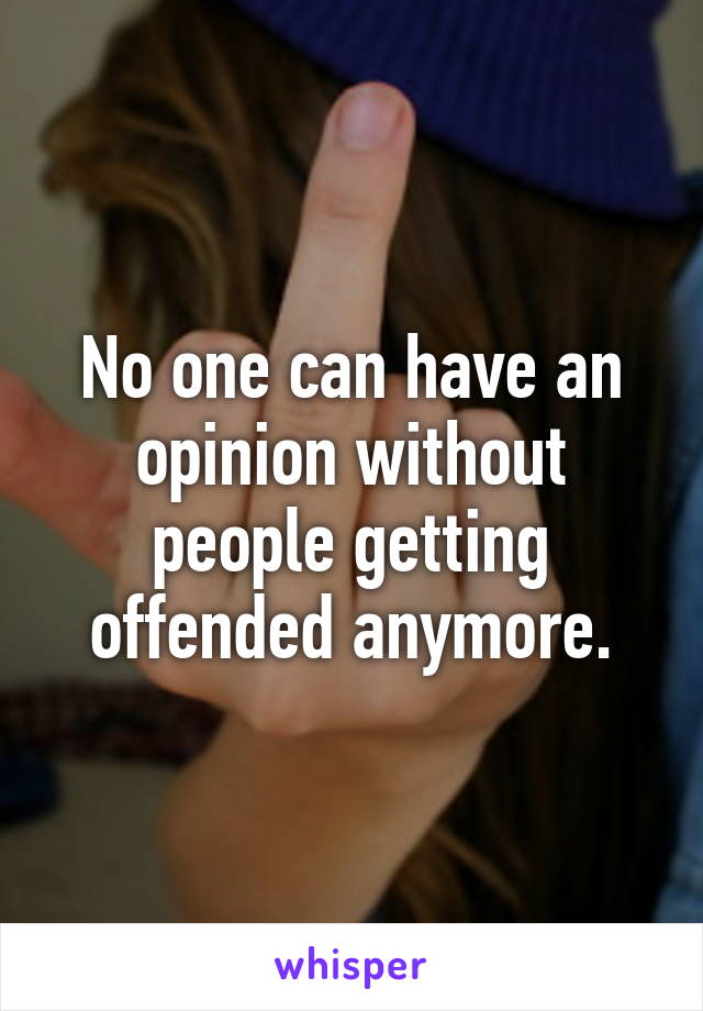 No one can have an opinion without people getting offended anymore.