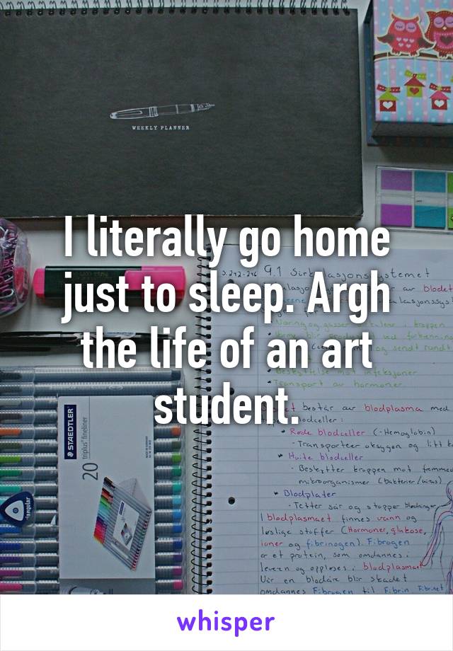 I literally go home just to sleep. Argh the life of an art student.