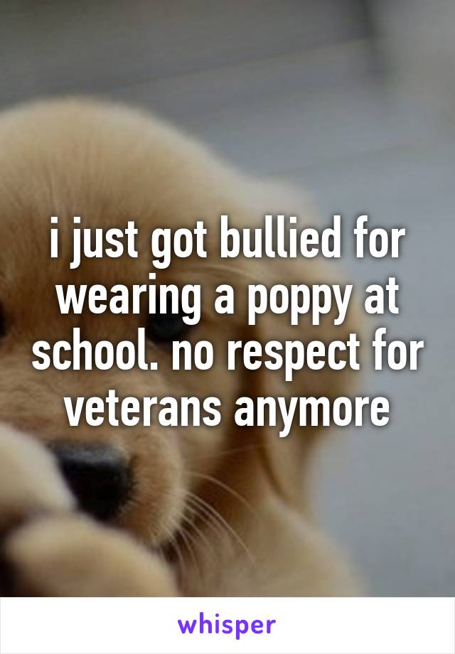 i just got bullied for wearing a poppy at school. no respect for veterans anymore